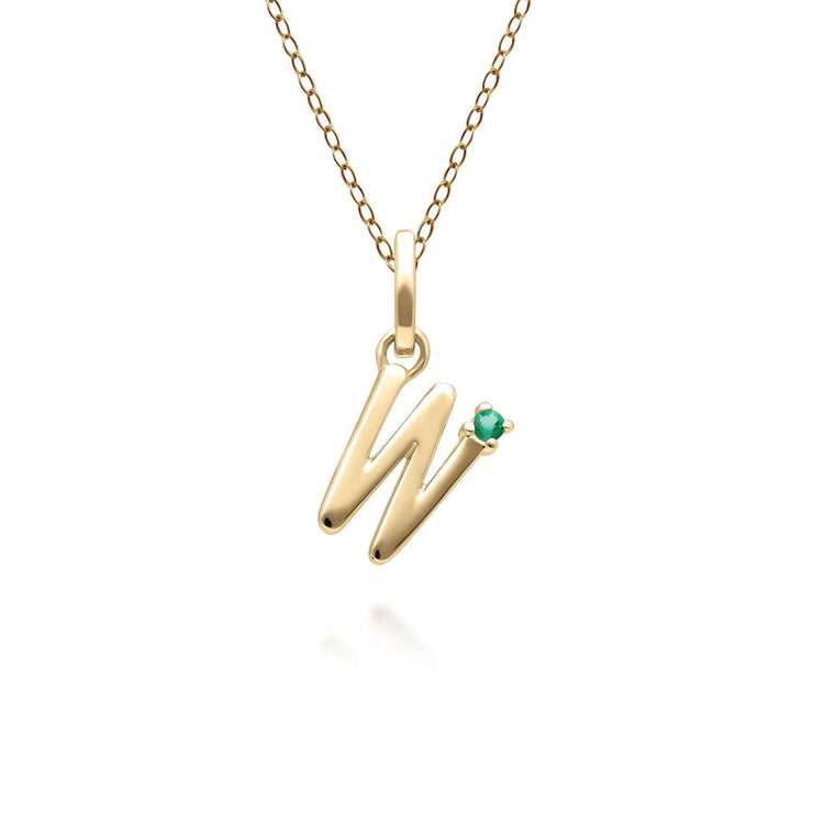 Initial Emerald Letter Necklace In 9ct Yellow Gold