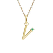 Initial Emerald Letter Necklace In 9ct Yellow Gold