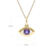 ECFEW™ Dainty Evil Eye Amethyst Pendant in 9ct Yellow Gold