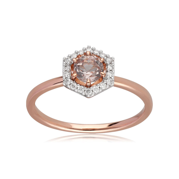 9ct Rose Gold 0.378ct Morganite & Diamond Halo Engagement Ring