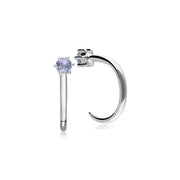 Tanzanite Pull Through Hoop Earrings in 9ct White Gold back