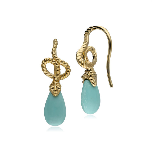 ECFEW™ 'The Ruler' Turquoise Winding Snake Drop Earrings