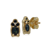 Classic Sapphire & Diamond Stud Earrings in 9ct Yellow Gold