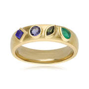 Coded Whispers Brushed Gold 'Live' Acrostic Gemstone Ring