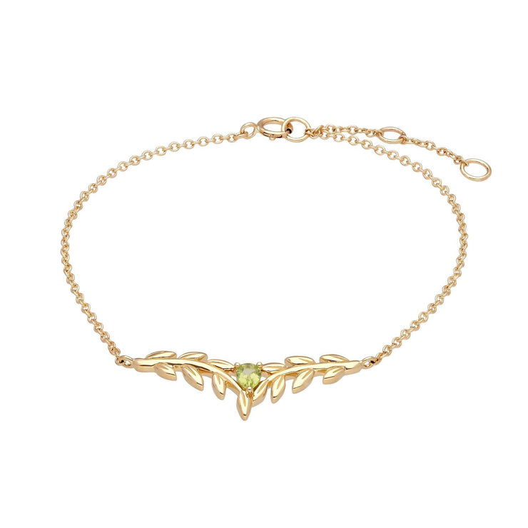 O Leaf Peridot Necklace & Bracelet Set in 9ct Yellow Gold