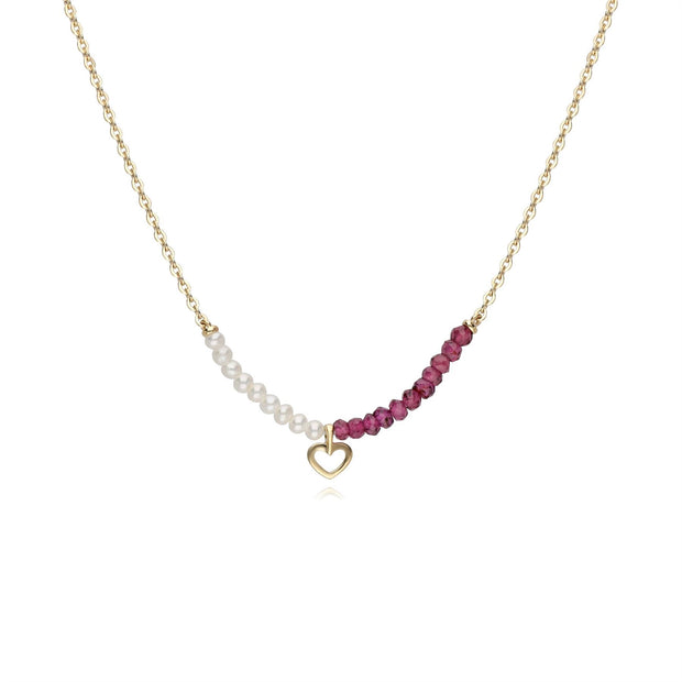 Cultured Freshwater Pearl & Rhodolite Heart Necklace