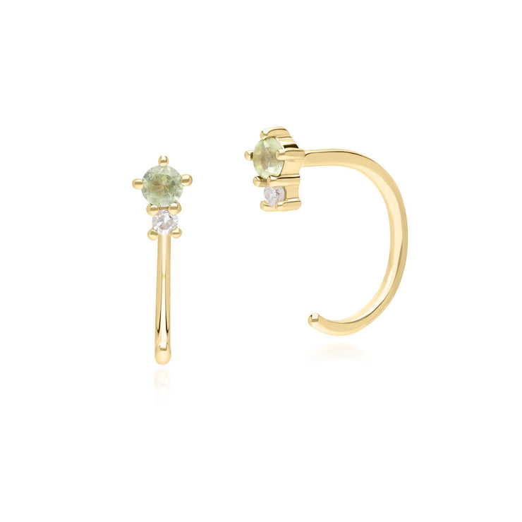 Modern Classic Peridot & Diamond Pull Through Hoop Earrings in 9ct Yellow Gold