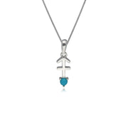 Turquoise Sagittarius Zodiac Charm Necklace in 9ct White Gold