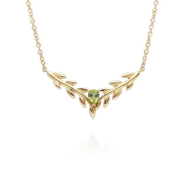 O Leaf Peridot Necklet in 9ct Yellow Gold