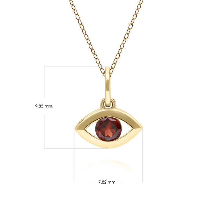 ECFEW™ Dainty Evil Eye Garnet Pendant in 9ct Yellow Gold