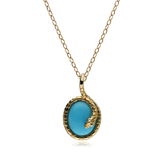 ECFEW™ 'The Ruler' Oval Turquoise Winding Snake Pendant