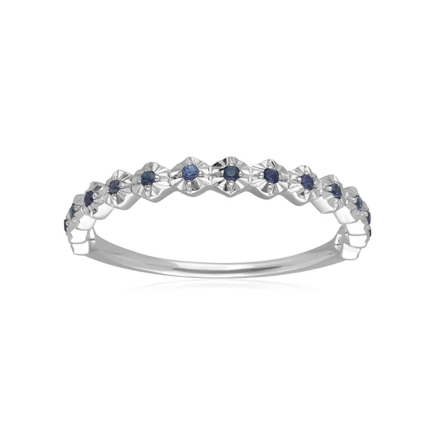 9ct White Gold 0.090ct Sapphire Band Ring