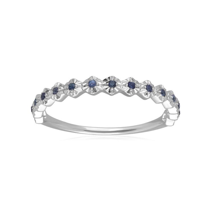 9ct White Gold 0.090ct Sapphire Band Ring