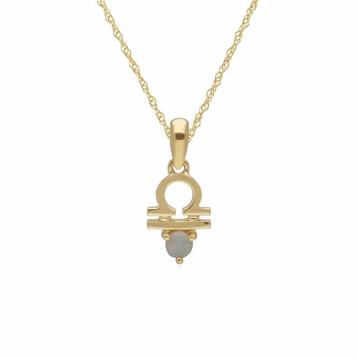 135P2001019 Opal Libra Zodiac Charm Necklace in 9ct Yellow Gold 1