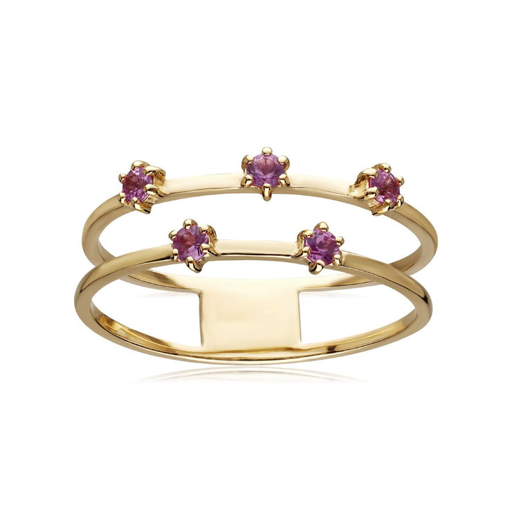 Pink Sapphire Double Band Ring