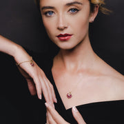 Classic Marquise Ruby Floral Heart Pendant & Charm Bracelet in 9ct Yellow Gold