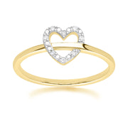 Diamond Love Heart Ring in 9ct Yellow Gold