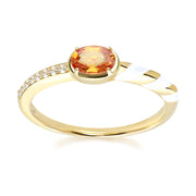 Siberian Waltz White Topaz & Orange Sapphire Ring in 9ct Gold