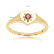 ECFEW™ 'The Liberator' Garnet Heart Ring in 9ct Yellow Gold