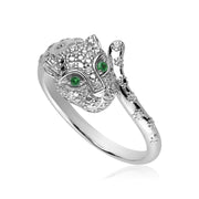 ECFEW™ 'The Unifier' Tsavorite & Diamond Cheetah Ring in 9ct White Gold