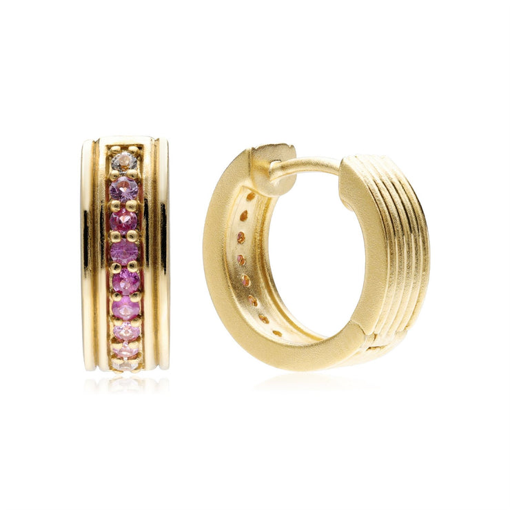 Caruso Pink Sapphire Gradient Huggie Hoop Earrings