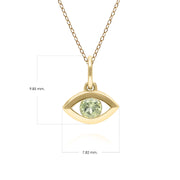 ECFEW™ Dainty Evil Eye Peridot Pendant in 9ct Yellow Gold