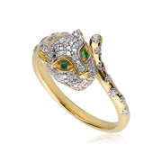 ECFEW™ 'The Unifier' Tsavorite & Diamond Cheetah Ring in 9ct Yellow Gold