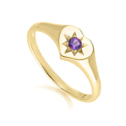 ECFEW™ 'The Liberator' Amethyst Heart Ring in 9ct Yellow Gold