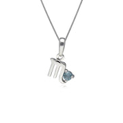 Blue Topaz Scorpio Zodiac Charm Necklace in 9ct White Gold