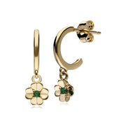 Gardenia Emerald Clover Hoop Earrings