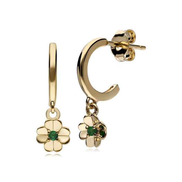 Gardenia Emerald Clover Hoop Earrings