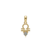 Opal Libra Zodiac Charm Necklace in 9ct Yellow Gold