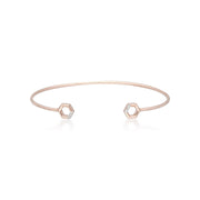 Diamond Pavé Hexagon Open Bangle in 9ct Rose Gold