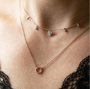 Diamond Pave Hexagon Necklace in 9ct Rose Gold