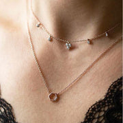 Diamond Pave Hexagon Necklace & Ring Set in 9ct Rose Gold