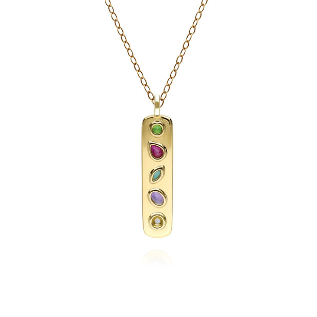 Coded Whispers Brushed Gold 'Dream' Acrostic Gemstone Pendant