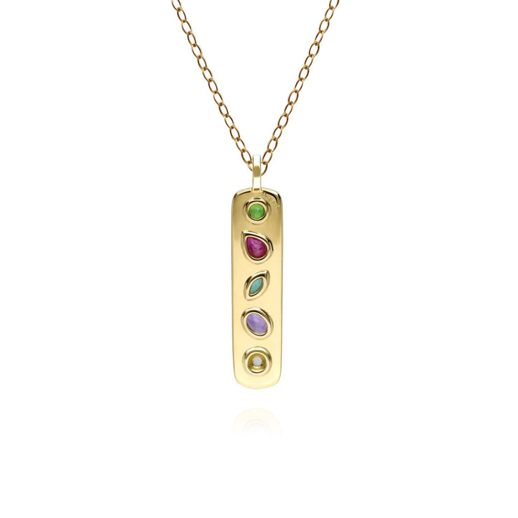 Coded Whispers Brushed Gold 'Dream' Acrostic Gemstone Pendant