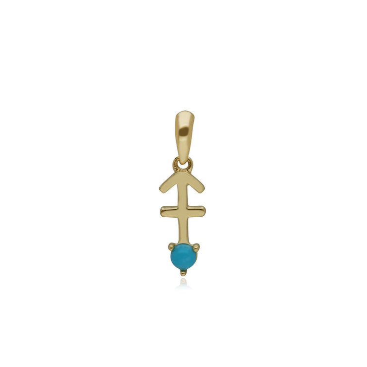 Turquoise Sagittarius Zodiac Charm in 9ct Yellow Gold