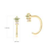 Modern Classic Peridot & Diamond Pull Through Hoop Earrings in 9ct Yellow Gold