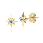 Night Sky Topaz Star Stud Earrings in 9ct Yellow Gold