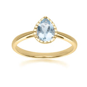 Classic Pear Aquamarine Ring in 9ct Yellow Gold