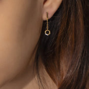 Hexagon Diamond Dangle Drop Earrings in 9ct Yellow Gold