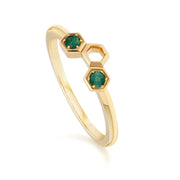 Honeycomb Inspired Emerald Stack Ring in 9ct Yellow Gold