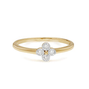 Diamond Flowers Ring in 9ct Yellow Gold