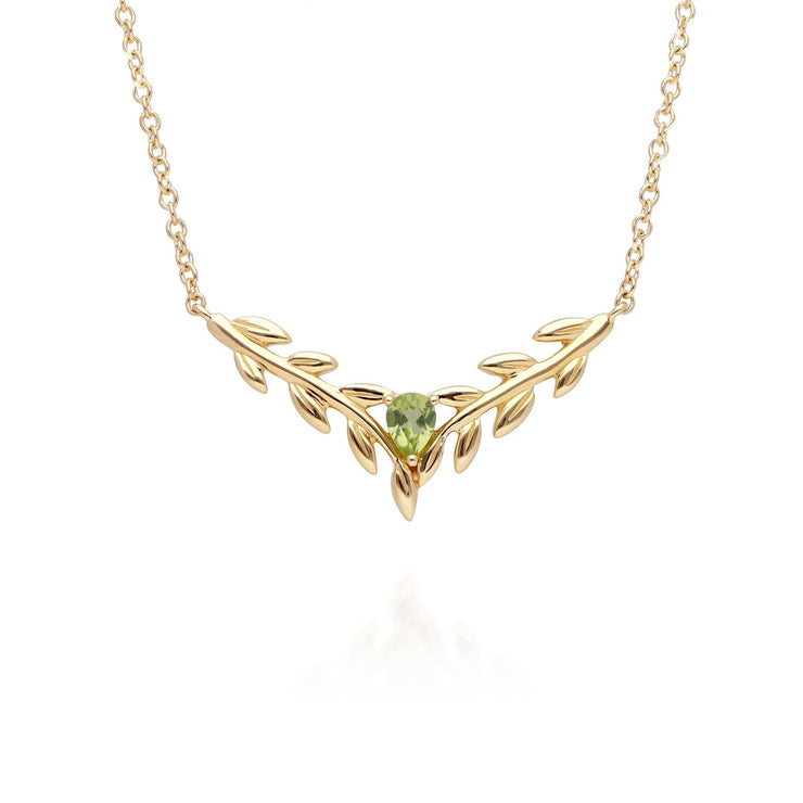 O Leaf Peridot Necklace & Ring Set in 9ct Yellow Gold