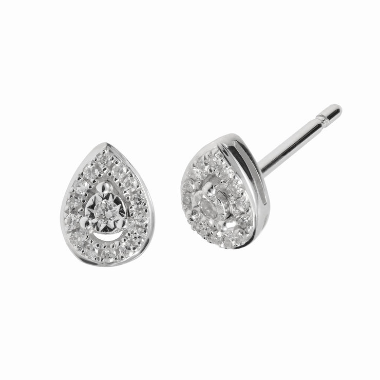 Gemondo Women 9ct White Gold Pear Drop Diamond Stud Earrings Image