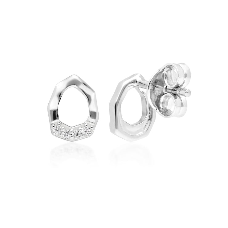 Diamond Pave Asymmetric Stud Earrings in 9ct White Gold