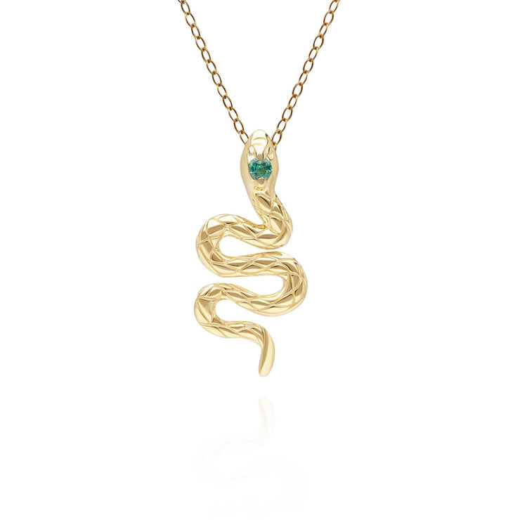 ECFEW™ Emerald Snake Wrap Pendant in 9ct Yellow Gold