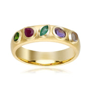 Coded Whispers Brushed Gold 'Dream' Acrostic Gemstone Ring