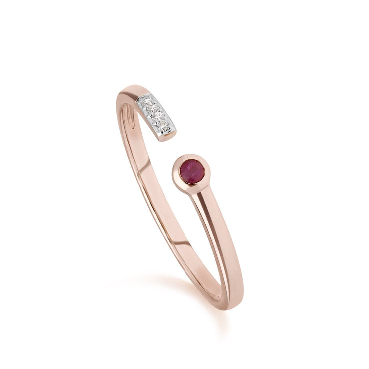 Contemporary Ruby & Diamond Open Ring in 9ct Rose Gold
